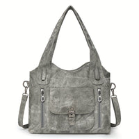 Lernen Damen Schultertasche | Vegan | Verstellbar | Vintage | Retro | Weich-Grau-Luzern Mode