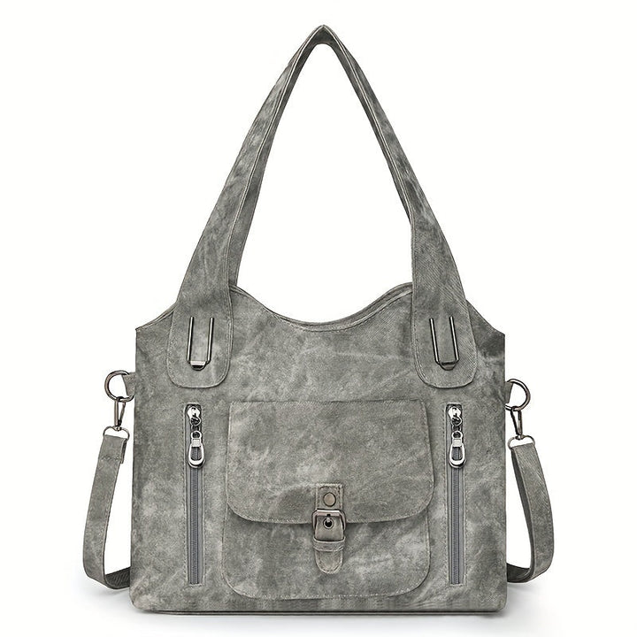 Lernen Damen Schultertasche | Vegan | Verstellbar | Vintage | Retro | Weich-Grau-Luzern Mode