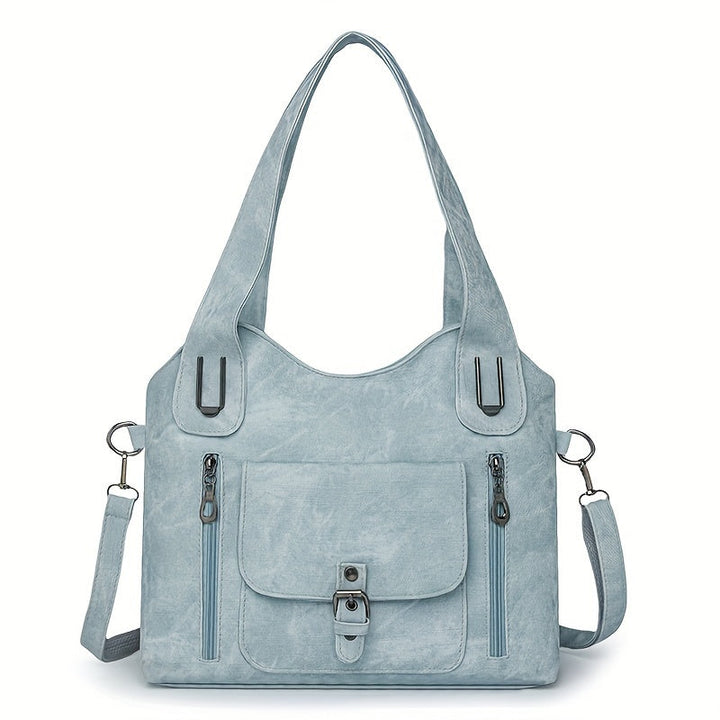 Lernen Damen Schultertasche | Vegan | Verstellbar | Vintage | Retro | Weich-Himmelblau-Luzern Mode