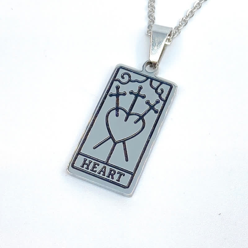 Halskette für Damen | Tarot-Karte | Glücksanhänger | Silber | Gold-Drei der Schwerter-Silber-Luzern Mode