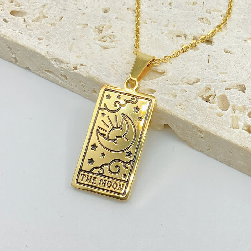 Halskette für Damen | Tarot-Karte | Glücksanhänger | Silber | Gold-Mond-Gold-Luzern Mode