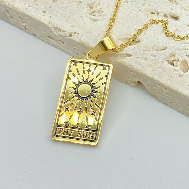 Halskette für Damen | Tarot-Karte | Glücksanhänger | Silber | Gold-Sonne-Gold-Luzern Mode