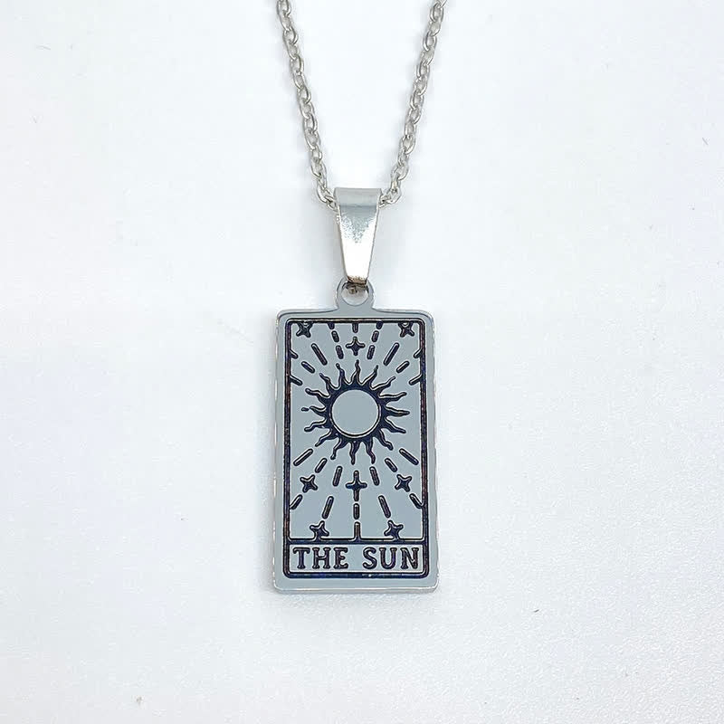 Halskette für Damen | Tarot-Karte | Glücksanhänger | Silber | Gold-Sonne-Silber-Luzern Mode