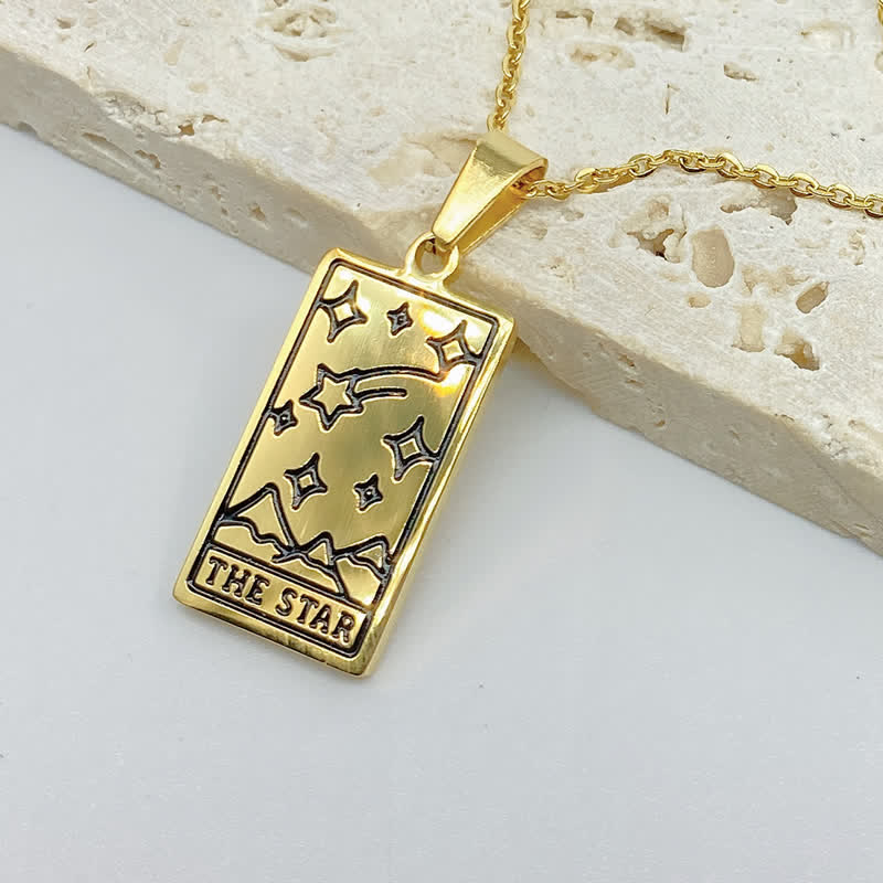 Halskette für Damen | Tarot-Karte | Glücksanhänger | Silber | Gold-Stern-Gold-Luzern Mode