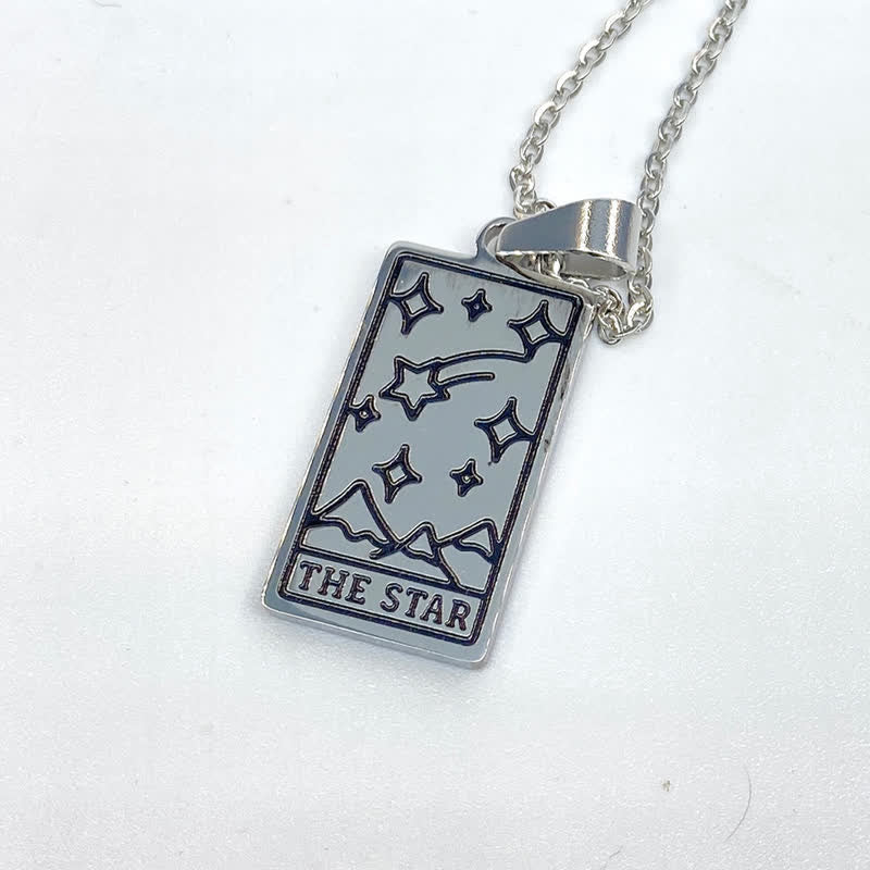 Halskette für Damen | Tarot-Karte | Glücksanhänger | Silber | Gold-Stern-Silber-Luzern Mode