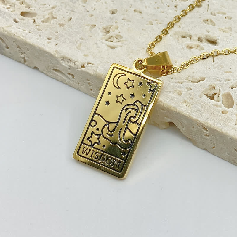 Halskette für Damen | Tarot-Karte | Glücksanhänger | Silber | Gold-Weisheit-Gold-Luzern Mode