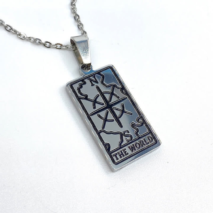 Halskette für Damen | Tarot-Karte | Glücksanhänger | Silber | Gold-Welt-Silber-Luzern Mode