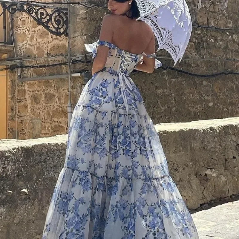 Ein-Schulter Blumenkleid Damen - Elegantes Sommerkleid-Luzern Mode