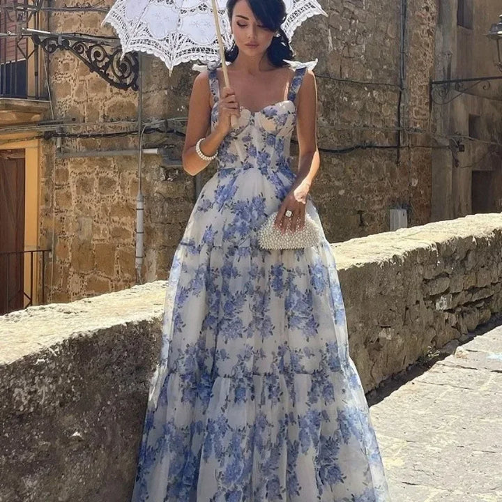 Ein-Schulter Blumenkleid Damen - Elegantes Sommerkleid-Luzern Mode
