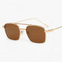 Unisex Sonnenbrille | Vintage Design | Metallrahmen | Rund | Schmal-Gold Braun-Luzern Mode