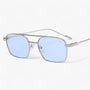 Unisex Sonnenbrille | Vintage Design | Metallrahmen | Rund | Schmal-Silber Blau-Luzern Mode