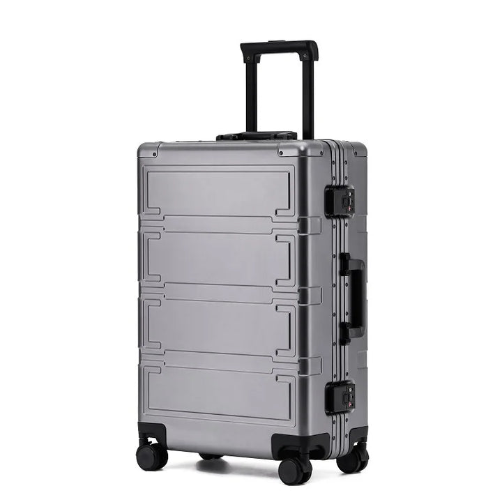 Hartschalenkoffer | Vollaluminium | 4 Rollen | TSA-Zahlenschloss-Grau-M (67 L)-Luzern Mode