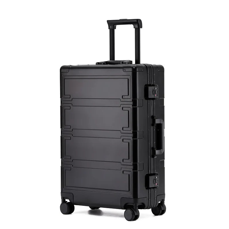 Hartschalenkoffer | Vollaluminium | 4 Rollen | TSA-Zahlenschloss-Schwarz-L (104 L)-Luzern Mode