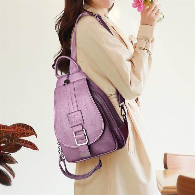 Premium wasserdichter Lederrucksack für Damen