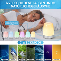 Wake-up-Light | Langlebig Dimmbar Naturklänge Snooze USB-C Kabellos-Luzern Mode