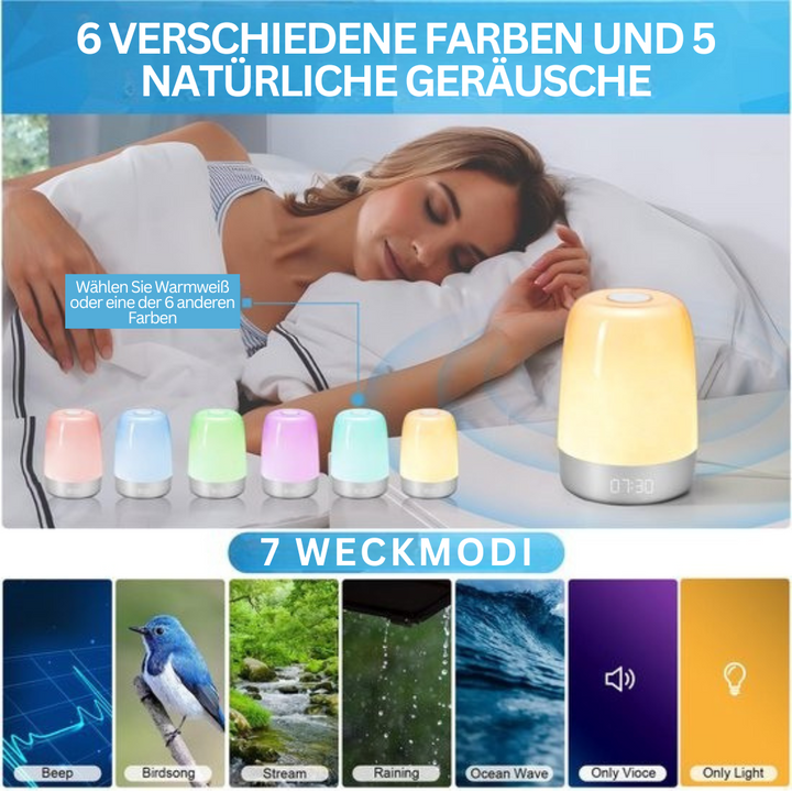 Wake-up-Light | Langlebig Dimmbar Naturklänge Snooze USB-C Kabellos-Luzern Mode