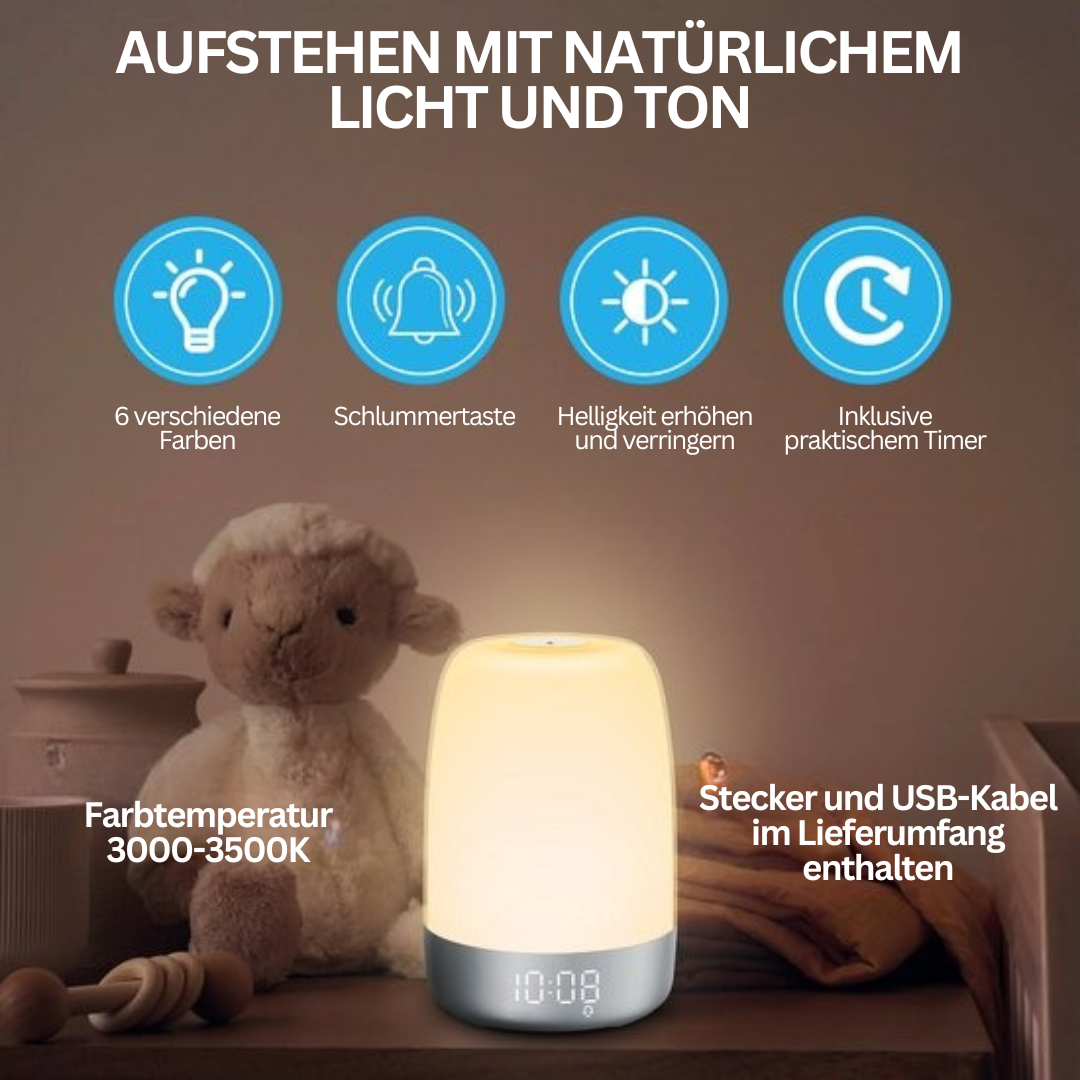 Wake-up-Light | Langlebig Dimmbar Naturklänge Snooze USB-C Kabellos-Luzern Mode