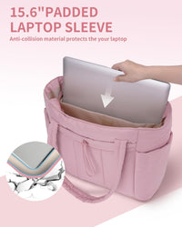 Gepolsterte Puffer Tote mit Becherhalter und Laptopfach für Reisen und Arbeit