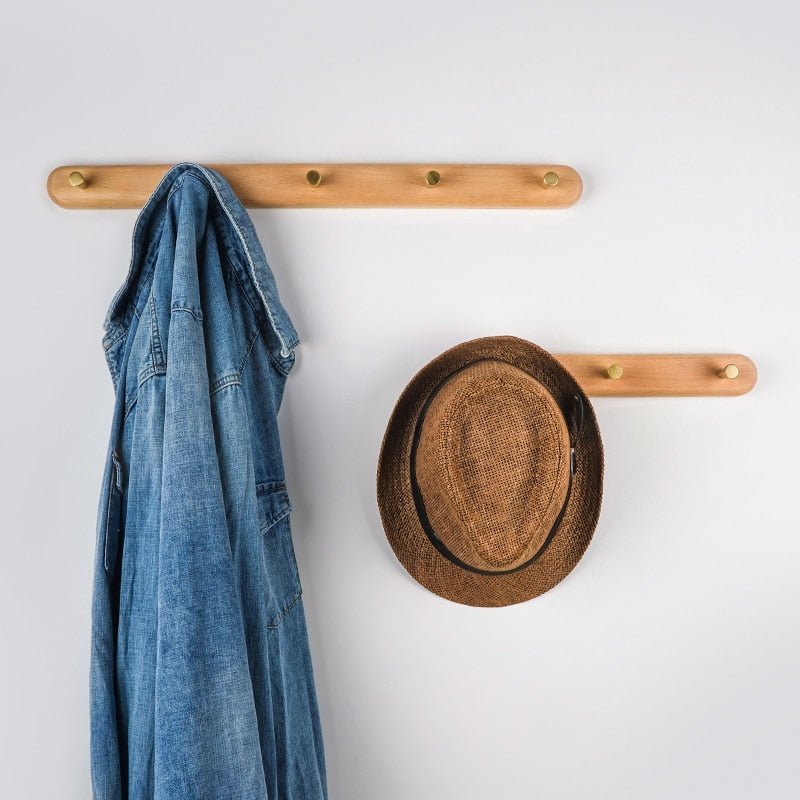 Wandgarderobe | Holz | Messinghaken | Natürlich | Minimalistisch-Luzern Mode