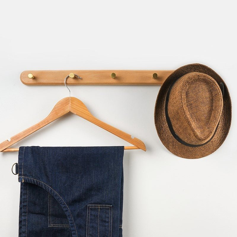 Wandgarderobe | Holz | Messinghaken | Natürlich | Minimalistisch-Luzern Mode