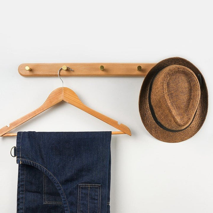 Wandgarderobe | Holz | Messinghaken | Natürlich | Minimalistisch-Luzern Mode