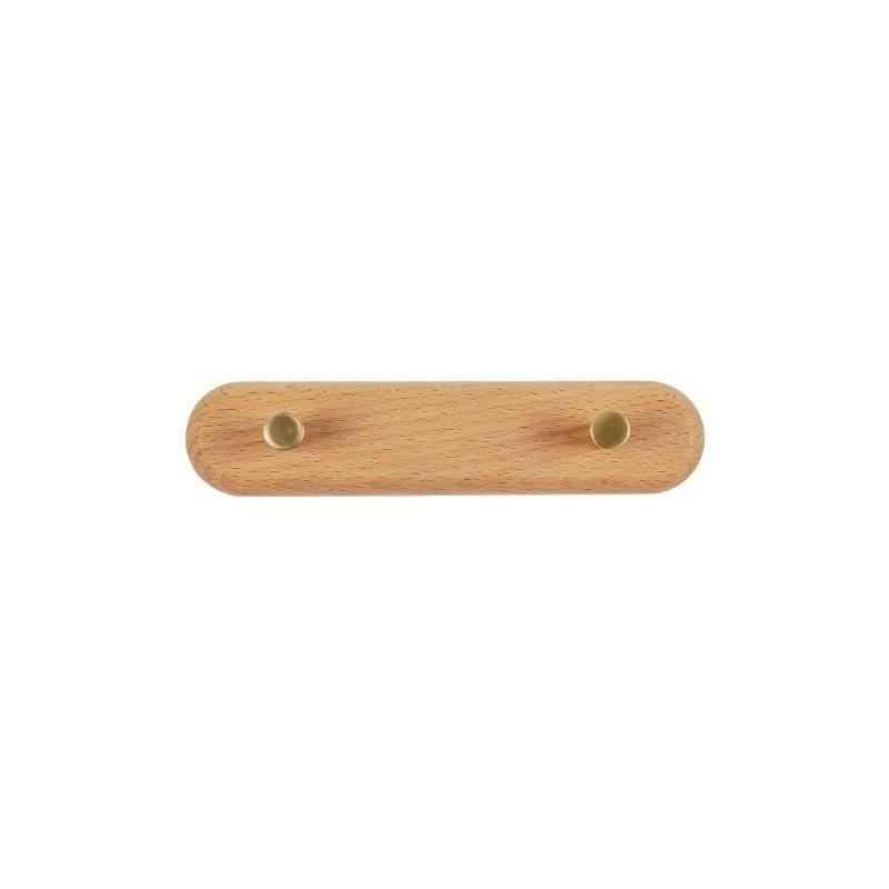 Wandgarderobe | Holz | Messinghaken | Natürlich | Minimalistisch-2 Haken (20cm)-Buche-Luzern Mode