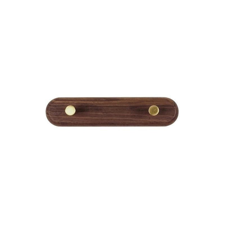 Wandgarderobe | Holz | Messinghaken | Natürlich | Minimalistisch-2 Haken (20cm)-Schwarze Walnuss-Luzern Mode