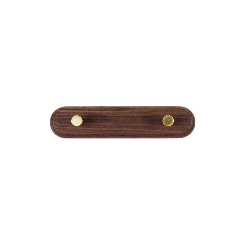 Wandgarderobe | Holz | Messinghaken | Natürlich | Minimalistisch-2 Haken (20cm)-Schwarze Walnuss-Luzern Mode