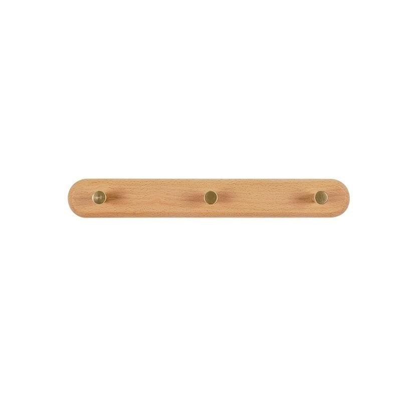 Wandgarderobe | Holz | Messinghaken | Natürlich | Minimalistisch-3 Haken (32 cm)-Buche-Luzern Mode