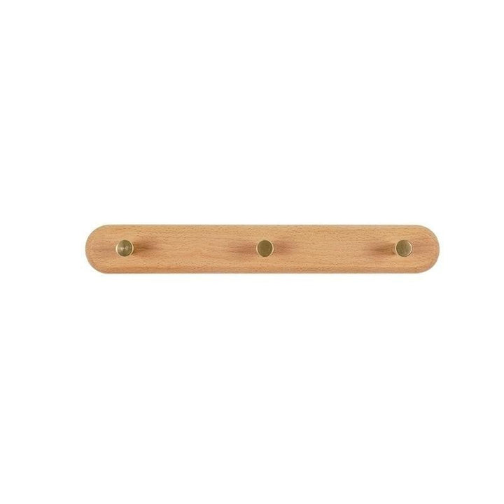 Wandgarderobe | Holz | Messinghaken | Natürlich | Minimalistisch-3 Haken (32 cm)-Buche-Luzern Mode