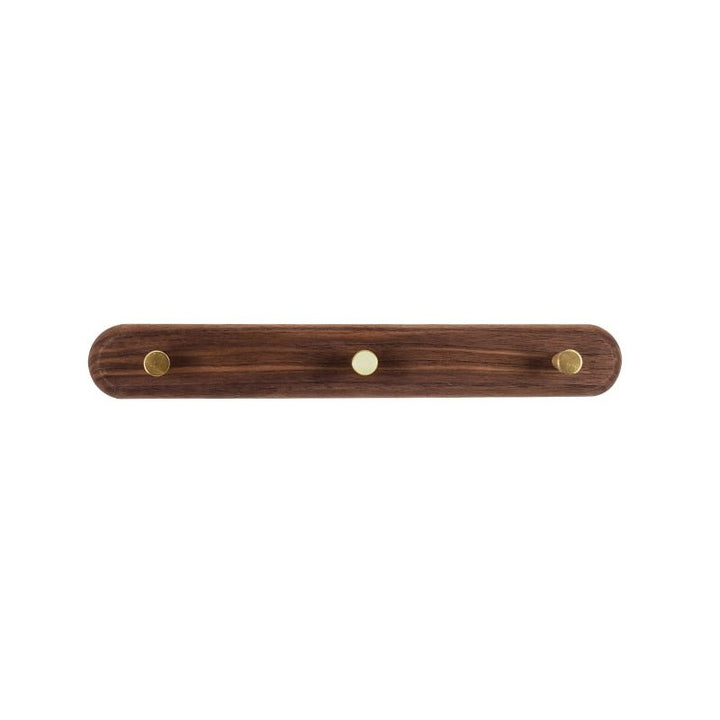 Wandgarderobe | Holz | Messinghaken | Natürlich | Minimalistisch-3 Haken (32 cm)-Schwarze Walnuss-Luzern Mode