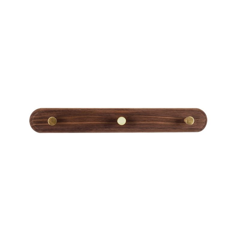 Wandgarderobe | Holz | Messinghaken | Natürlich | Minimalistisch-3 Haken (32 cm)-Schwarze Walnuss-Luzern Mode