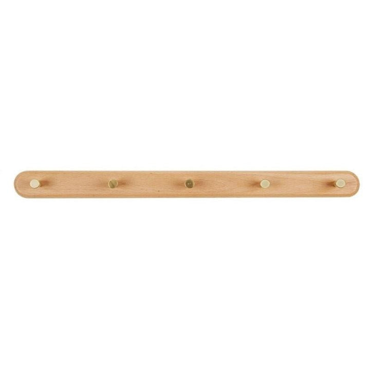Wandgarderobe | Holz | Messinghaken | Natürlich | Minimalistisch-5 Haken (56cm)-Buche-Luzern Mode