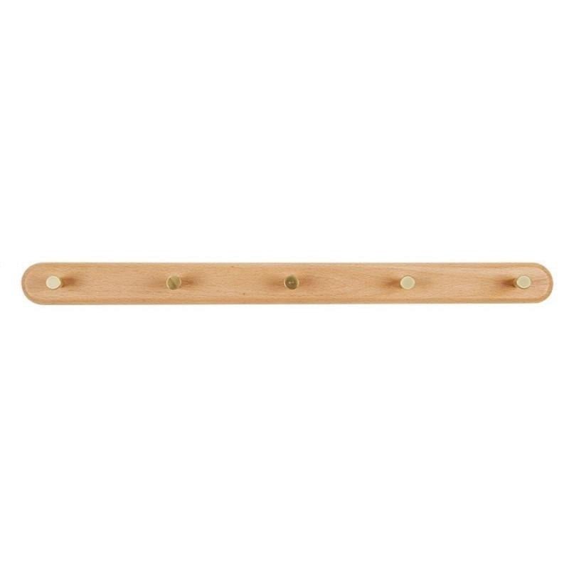 Wandgarderobe | Holz | Messinghaken | Natürlich | Minimalistisch-5 Haken (56cm)-Buche-Luzern Mode