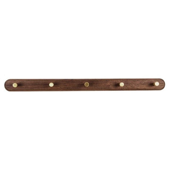 Wandgarderobe | Holz | Messinghaken | Natürlich | Minimalistisch-5 Haken (56cm)-Schwarze Walnuss-Luzern Mode