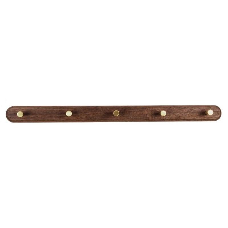 Wandgarderobe | Holz | Messinghaken | Natürlich | Minimalistisch-5 Haken (56cm)-Schwarze Walnuss-Luzern Mode