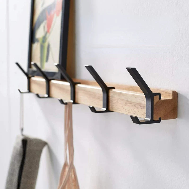 Wandgarderobe | Verstellbare Haken | Holz | Minimalistisch | Kompakt-Luzern Mode