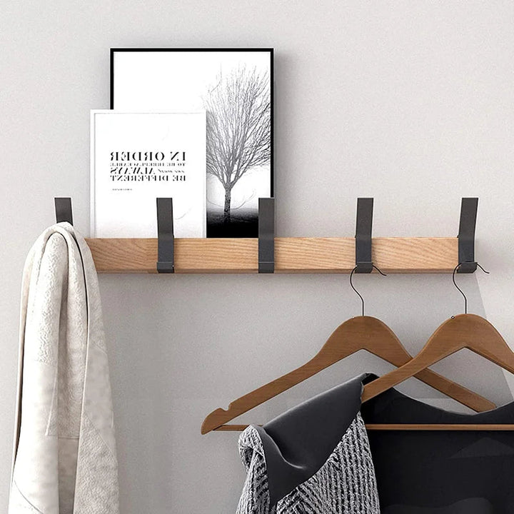 Wandgarderobe | Verstellbare Haken | Holz | Minimalistisch | Kompakt-Luzern Mode