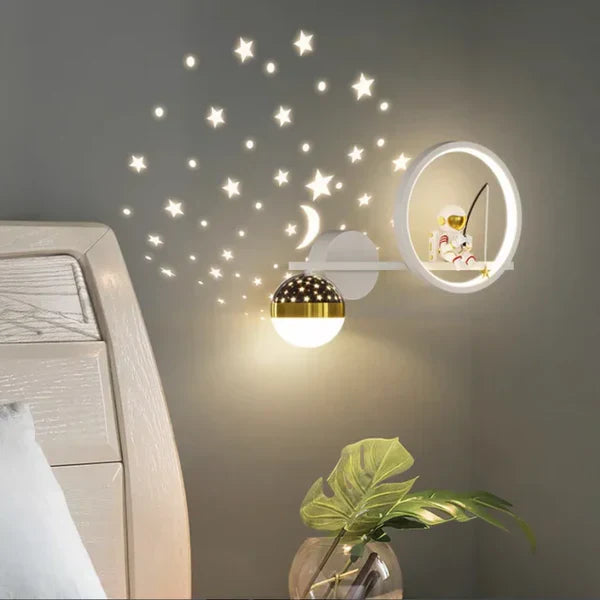 Kinderzimmer Wandleuchte | Stilvoll Rund LED Langlebig Sparsam Stimmungsvolles Licht-Weiß links-Drei Farben-Luzern Mode