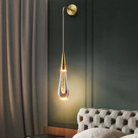 Tropfenförmige Wandlampe | Gold | Warm | Glas | Lichtnetzanschluss-Gold-Luzern Mode