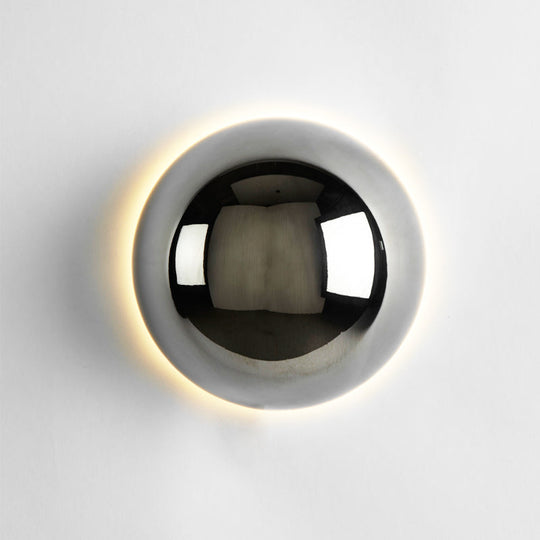 Runde Wandlampe | Retro-Look | Vintage | LED | Wedge-Fassung | Glas-Chromium-Luzern Mode