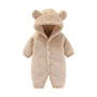 Baby-Overall | Weich | Niedlich | Knöpfe | Ohren | Kapuze | Warm-Beige-0-3 Monate (59cm)-Luzern Mode