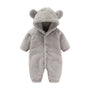 Baby-Overall | Weich | Niedlich | Knöpfe | Ohren | Kapuze | Warm-Grau-0-3 Monate (59cm)-Luzern Mode