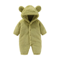 Baby-Overall | Weich | Niedlich | Knöpfe | Ohren | Kapuze | Warm-Grün-0-3 Monate (59cm)-Luzern Mode