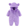 Baby-Overall | Weich | Niedlich | Knöpfe | Ohren | Kapuze | Warm-Lila-0-3 Monate (59cm)-Luzern Mode