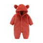 Baby-Overall | Weich | Niedlich | Knöpfe | Ohren | Kapuze | Warm-Rot-0-3 Monate (59cm)-Luzern Mode