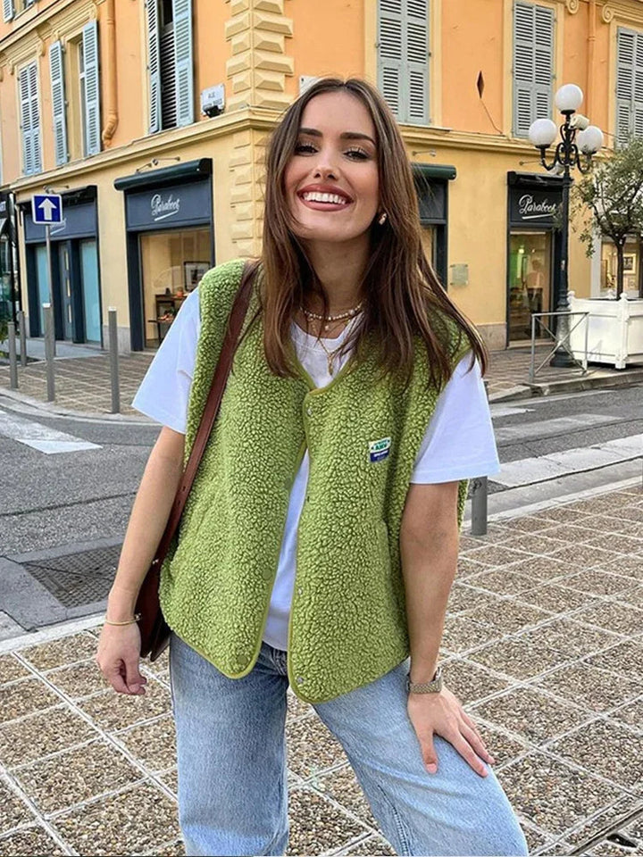 Damen Bodywarmer | V-Ausschnitt | Weich | Mischwolle | Knopfschluss-Luzern Mode