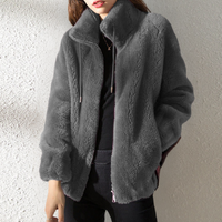 Herren Fleecejacke mit Reißverschluss und Kapuze-Grau-XS-Luzern Mode