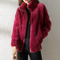 Herren Fleecejacke mit Reißverschluss und Kapuze-Rot-XS-Luzern Mode