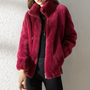 Herren Fleecejacke mit Reißverschluss und Kapuze-Rot-XS-Luzern Mode